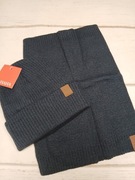 Komplet dziecięcy AHAHA czapka + komin grafitowy 2–3 lata zimowy prążkowany