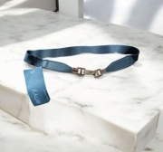 Nowy elegancki pasek elastyczny na pas szary ze złotą klamrą nowy z metką 