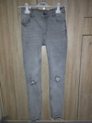 Jeansy szare skinny elastyczne przecierane r. XS/S