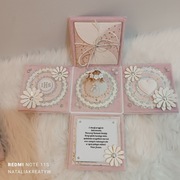 Exploding box KOMUNIA, kartka 3D Pamiątka KOMUNIA HandMade, Personalizacja 