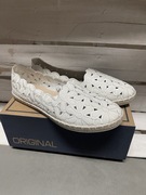 Białe koronkowe ekspadryle trampki ażurowe kwiaty 37