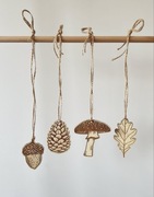 Drewniane Ozdoby w Stylu Nordic – Komplet 4 Leśnych Motywów