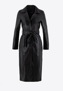 Wittchen Klasyczny damski płaszcz skórzany ze skóry z paskiem czarny 42 XL