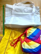 Trzy torby na lato. Biała żółta i tęczowa vintage sport styl