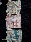 Zestaw 3 koszulek niemowlęcych nowe w dinozaury