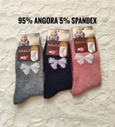 Zestaw skarpetki damskie ciepłe wełna angora 3 szt szary granat róż 39-42