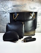  Torebka damska czarna duża mała kosmetyczka 3w1 