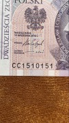 20 zł złotych RADAR UNC banknot CC 1510151