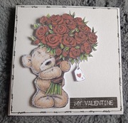 Kartka walentynkowa ręcznie robiona  miś