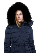  Zara kurtka puchowa granatowa z kożuszkiem S