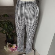 Spodnie damskie w kratę Lot czarno-białe | rozmiar 36/38 | szerokie nogawki
