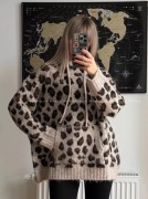 ZARA dzianinowa bluza cętki leopard oversize r XS-S 