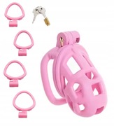 LEKKI RÓŻÓWY MIKRO PAS CNOTY COCK CAGE CHASTITY 4 PIERŚCIENIE
