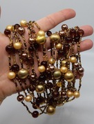 Naszyjnik Orientalna kaskada bogaty brąz, wielowarstwowy, masywny, Handmade