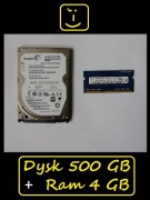 Dysk HDD 500GB Seagate SATA + Pamięć kość RAM 4GB SK Hynix DDR3 do laptopa