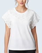 Damska bluzka biała bawełniana z krótkim rękawem Bonprix 36/38 S/M