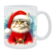 KUBEK Z KOTEM NA ŚWIĘTA, PREZENT, PERSONALIZOWANY, 24HWYS