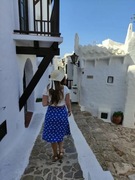 Spódnica Reserved niebieska w białe grochy do kolan 100% bawełna S 36