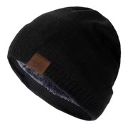 Męska zimowa jesień ocieplana czapka polar czarna standard 54-60 nowa