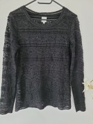 Czarny koronkowy top z długim rękawem In Wear rozmiar S 