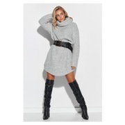 Jasnoszary golf przed kolana wełniany sukienka