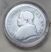 Państwo Kościelne 1 Lir 1866 r Pius IX srebro 