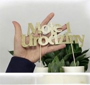 Dekoracja ozdoba na tort Topper: Moje 1 urodziny drewniane patyczki