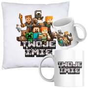 Poduszka i kubek Minecraft – personalizowany zestaw prezentowy | Twoje imię