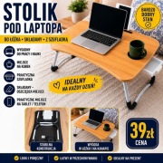 Stolik pod laptopa do łóżka składany z szufladką