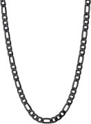 U7 Męski Naszyjnik Figaro 3:1 – 12 mm, 76 cm – Stal Nierdzewna, Czarny
