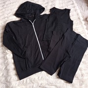 Czarny bawełniany komplet dresowy 3 częściowy rozmiar L 