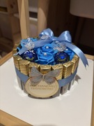 Torcik dla dziadka z roz mydlanych i merci niebieski