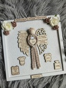 Pamiątka chrztu dla chłopca aniołek w ramce na chrzest metryczka