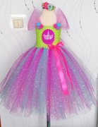 Sukienka przebranie Unicorn strój jednorożec kolorowa bal błyszcząca