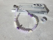 Biżuteryjna smycz do telefonu Agat kwasowany, Kamień Księżycowy Mattè Prism