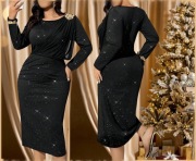 Elegancka wizytowa czarna  sukienka pięknie zdobiona  50  4XL