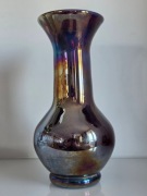 Duży sazon szklany, iryzowany 31cm – Niemcy, design Secesja, szkło dmuchane