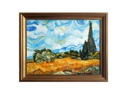 Vincent Van Gogh, "Pole pszenicy z cyprysami", farby olejne płótno         