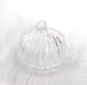 prl maselniczka szklana, prl szklana bomboniera, prl szkło użytkowe vintage