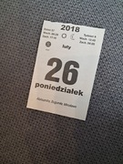  kartka z kalendarza ściennego z 2018 roku, dokponiedziałku, 26 lutego.  