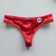 Stringi damskie, jedwab naturalny, czerwone