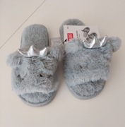 Klapki kapcie damskie szare z koroną roz.38/39