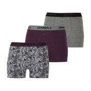3x BOKSERKI męskie O’Neill | Bawełniane, Grey/Plum/Leafs, Rozmiar S