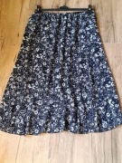 Letnia maxi czarna spódnica plus size r.54/56 szyfonowa, kwiaty.