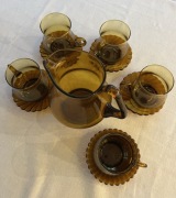 Komplet Dzbanek 5 szklanek i 5 talerzyków na wodę Vintage