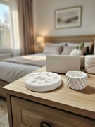 Zestaw dekoracyjny – pleciony świecznik + podstawka na pierścionki