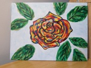 Kolorowa róża, akryl, tablica malarska