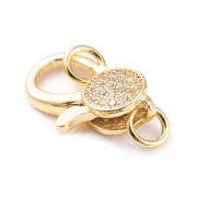 Zapięcie Lobster inkrustowane cyrkoniami, Pozłacane 18K, 17 x 10 mm.,1 szt.