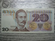 BANKNOT PRL 20 ZŁOTYCH 1982 ROK SERIA R ROMUALD TRAUGUTT UNC