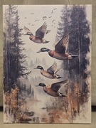 Piękny obraz myśliwski ZIMOWE KACZKI Kaczory Krzyżówki. Polowanie na pióro.